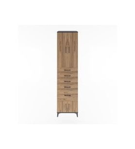 Hyperion Dolap 3 Raflı 5 Çekmeceli 4 Kapaklı 60x44x243 Antrasit-Çam