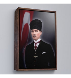 Çerçeveli Mustafa Kemal Atatürk Tablosu (Kahverengi)