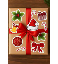 New Year Sticker 11 Adet - Yılbaşı Sticker - Yılbaşı Hediye Paketleme Sticker - Yılbaşı Süsü - (Pembe)