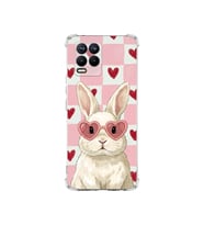 PrintiFy Realme 8 ile Uyumlu Pembe Pötikare Serisi Pembe Zıpzıp Tasarımlı Uv Baskılı Köşe Korumalı Antişok Kılıf
