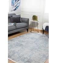 Dijital Kaymaz Yıkanabilir Mavi Minimalist Salon Halısı Mutfak Halısı Koridor Halısı Yolluk HLN1305