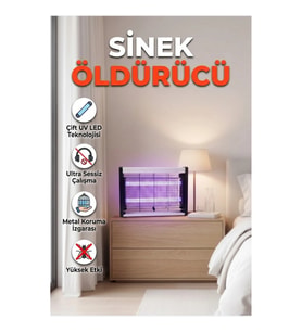 Çift UV LED Tüplü Elektrikli Sinek Öldürücü – Metal Koruma Izgaralı Sessiz Kullanım
