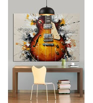 Soyut Gitar Sanat Boyama Dekoratif Kanvas - Mdf Ahşap Tablo