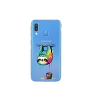 Samsung Galaxy A40 ile Uyumlu Splash Tembel Hayvan Tasarımlı Şeffaf Silikon Kılıf