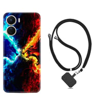 Vivo Y16 Kılıf Silikon Boyun Askılı İpli Desenli Silikon Red Blue Leon 1714