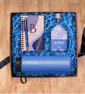 Kişiye Özel Hediye Seti & Defter, Tükenmez Kalem , Suluk 200Ml Freshleaf Kolonya