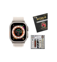Watch 8 Ultra 10 Kordonlu Silikon Koruyuculu Bluetooth Arama ve Sosyal Medya Bildirim Destekli 49 mm Akıllı Saat (Krem)