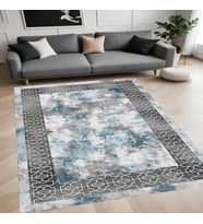 Eliana Home Dijital Baskı Yıkanabilir Kaymaz Taban Salon Halısı Ve Yolluk LN005-FNL255 (Mavi)