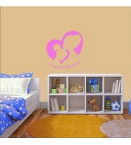 Canım Annem Yazılı Anne ve Kız Çocuğu Silüeti Dekoratif Duvar Sticker, Çıkartma Pembe