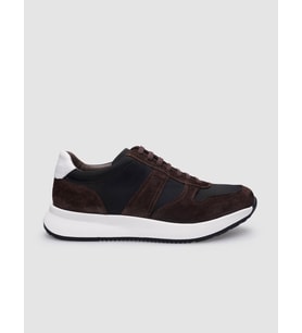 %100 Hakiki Deri Kahverengi Süet Bağcıklı Erkek Sneaker