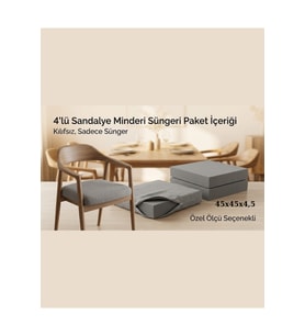 Gri Sünger 45x45x4,5 Cm Sandalye Minderi İçin