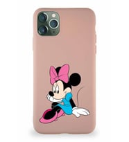 Apple iPhone 11 Pro Max Soft Premier Kapak Minnie Mouse-E Tasarımlı Silikon Kılıf - Pudra (Şeffaf)