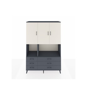 Hyperion Dolap 6 Raflı 6 Çekmeceli 3 Kapaklı 132x44x195 Antrasit-Aytaşı/Antrasit