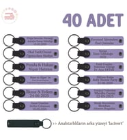 Kadınlar Günü Sürprizi Olarak Hazırlanan, 40'lı Set, Kişiye Özgü Yazılı Anahtarlık, Mor & Lacivert (Lila - Mor)