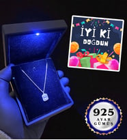 Doğum Günü Hediyesi Premium Işıklı Kutusunda 925 Ayar Gümüş Kolye Farklı Modeller İyi Ki Doğdun (Model 5)