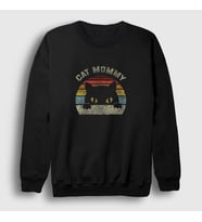 Presmono Unisex Siyah Cat Mommy Kedi Sweatshirt 287807tt