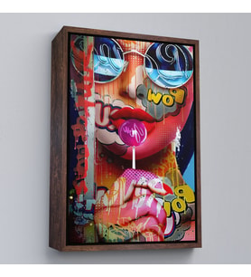 Çerçeveli Pop Art Sokak Sanatı Renkli Kadın Dekoratif Duvar Tablosu (Kahverengi)
