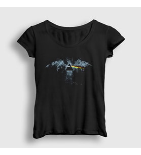 Presmono Kadın Siyah Eagle Pink Floyd T-Shirt 76431tt