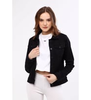 Kadın Regular Fit Siyah Kot Ceket