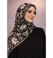 Mavi İpek Siyah Beyaz Serisi Soft Pamuk Şal D8