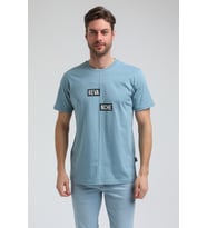 Bisiklet Yaka Prada Slim Fit Tişört 23SSM20289 (Turkuaz)