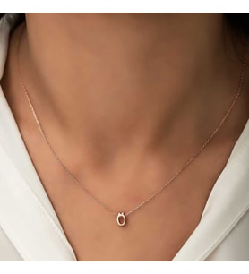 925 Ayar Gümüş Rose 3 Boyutlu Ö Harf Kadın Gümüş Kolye
