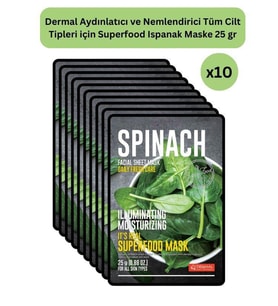 DERMAL Aydınlatıcı ve Nemlendirici Ispanak Maske 25 gr 10 Adet