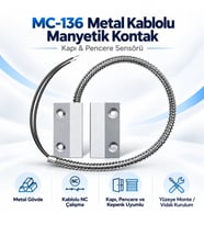 OPAX MC-136 Metal Kablolu Manyetik Kontak Kapı Sensörü, Pencere Sensörü ve Kepenk Sensörü