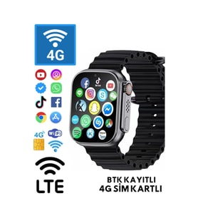 Watch 8 Ultra 4G Sim Kartlı Siyah Android Akıllı Saat GPS,WİFİ ...
