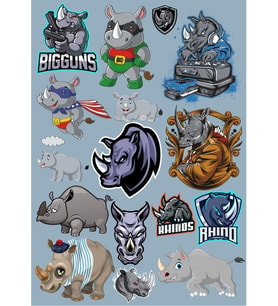 Gergedan Sticker Set-2 17 Parça Telefon, Tablet, Defter, Laptop Sticker