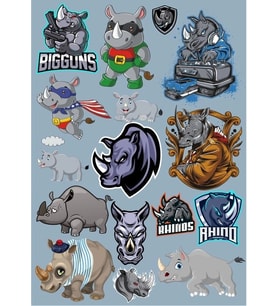 Gergedan Sticker Set-2 17 Parça Telefon, Tablet, Defter, Laptop Sticker