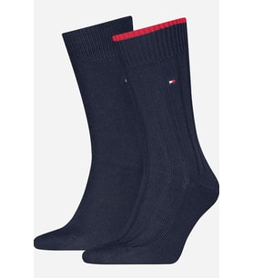 Tommy Hilfiger Structured Ribbed 2 Pack Socks Navy Kalın Pamuklu Uzun Çorap 2 li Pkt Lacivert