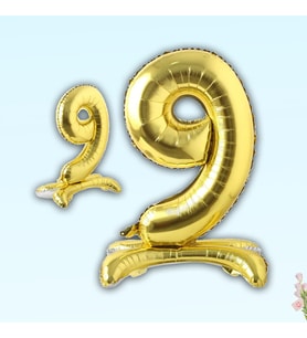 9 Rakam Ayaklı Folyo Balon, 65 cm - Altın (STD)