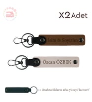 Doğum Gününe Çok Anlamlı Hediye – İsme Özel 2’li Anahtarlık Takım, Açık Kahve-Pudra-Lacivert