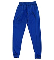 Parlak Kadife Cepli Pantolon Eşofman Pijama Altı Unisex Lastikli Paça Mavi