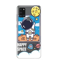 Samsung Galaxy A21S Uyumlu Astronot Desenli Şeffaf Telefon Kılıfı
