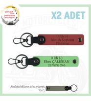 Motosiklet Severlere, İsim Plaka ve 0 Rh (-) Kan Grubu Yazılı 2'li Anahtarlık, Nar Çiçeği-F Yeşil-Gr (Çok Renkli)