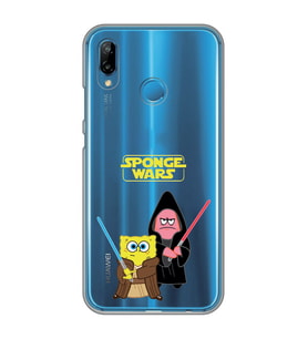 Huawei P20 Lite Uyumlu Sunger Bob Star Wars Desenli Şeffaf Telefon Kılıfı