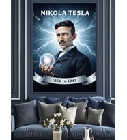 Nikola Tesla Işık Küresi Dekoratif Kanvas - Mdf Ahşap Tablo