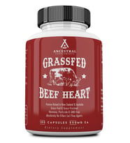 Ancestral Supplements Grass Fed Beef Heart 3300mg, CoQ10 and Mitochondrial Health, Non-GMO, 180 Capsules.