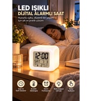 Dijital Ekranlı Küp Saat LED Işıklı Alarm ve Sıcaklık Göstergeli
