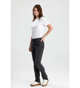 Yeni Sezon Boot Cut Monica24 Koyu Gri Denim Düz Kesim Sade Şık Kadın Jean Pantolon
