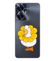 Realme C55 Uyumlu Tatlı Ördek Desenli Şeffaf Telefon Kılıfı