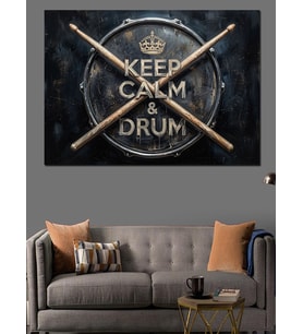 Keep Calm And Drum Bateri Dekoratif Kanvas - Mdf Ahşap Tablo