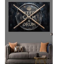Keep Calm And Drum Bateri Dekoratif Kanvas - Mdf Ahşap Tablo