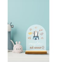 Yenidoğan Erkek Bebek İçin Kişiselleştirilebilir - Kıyafet Modelli İsme Özel Dekoratif Masa Süsü (Model 3)