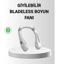 Giyilebilir Boyun Fanı 360° Dairesel Rüzgar ve 5 Kademeli Hız Ayarlı