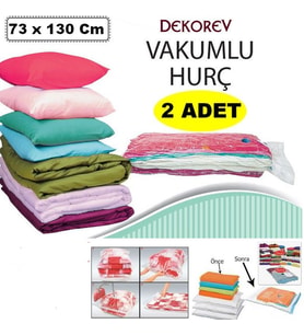 2 Adet Büyük Boy 73 cm x 130 Cm Vakumlu Poşet Vakumlu Hurç Vakumlu Torba Yorgan Yastık Saklama Hurcu