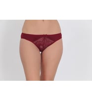Ön ve Arkası Dantelli Düşük Bel Slim Külot Bordo