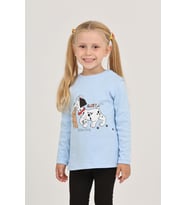 Toontoy Kız Çocuk Köpekli Ayı Baskılı Sweatshirt (Mavi)